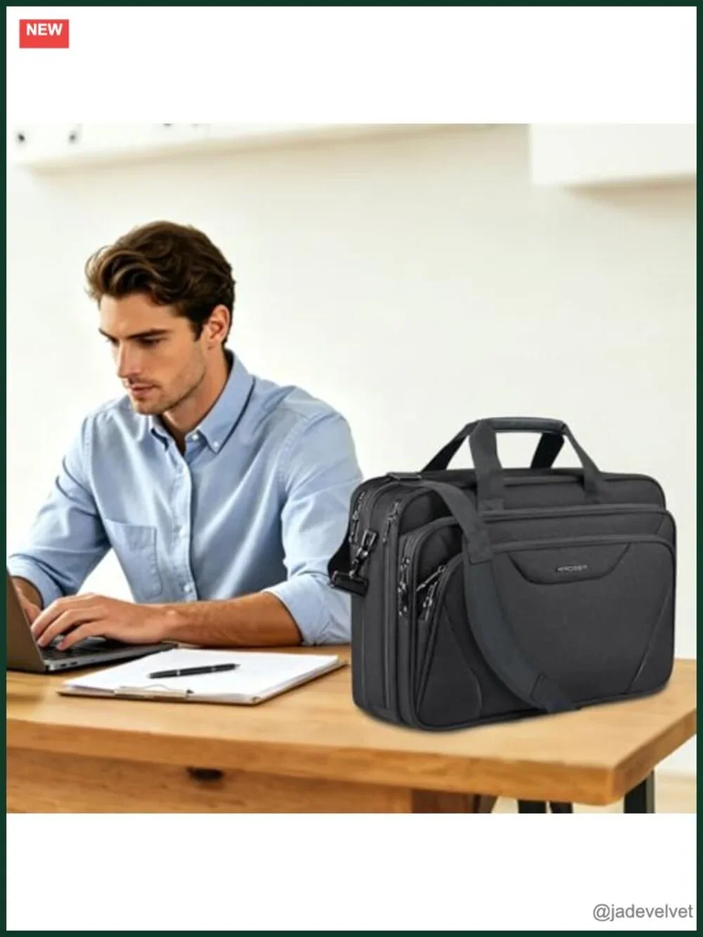 Water-Repellent Canvas Poly Laptop Briefcase 17.3